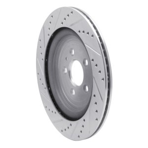 Ford Police Interceptor Sedan Brake Rotor (1) - Rear Right - R1 Concepts - Drilled & Slotted - Silver - `13-`19